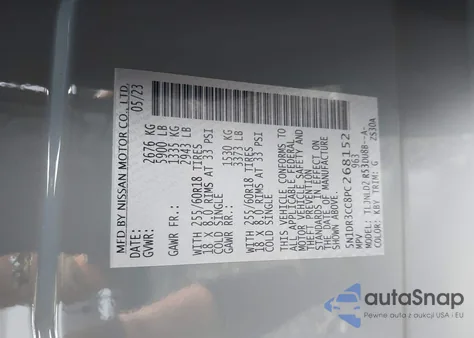 2023 Nissan Pathfinder Sl из США, поврежденный, VIN 5N1DR3CC8PC268152